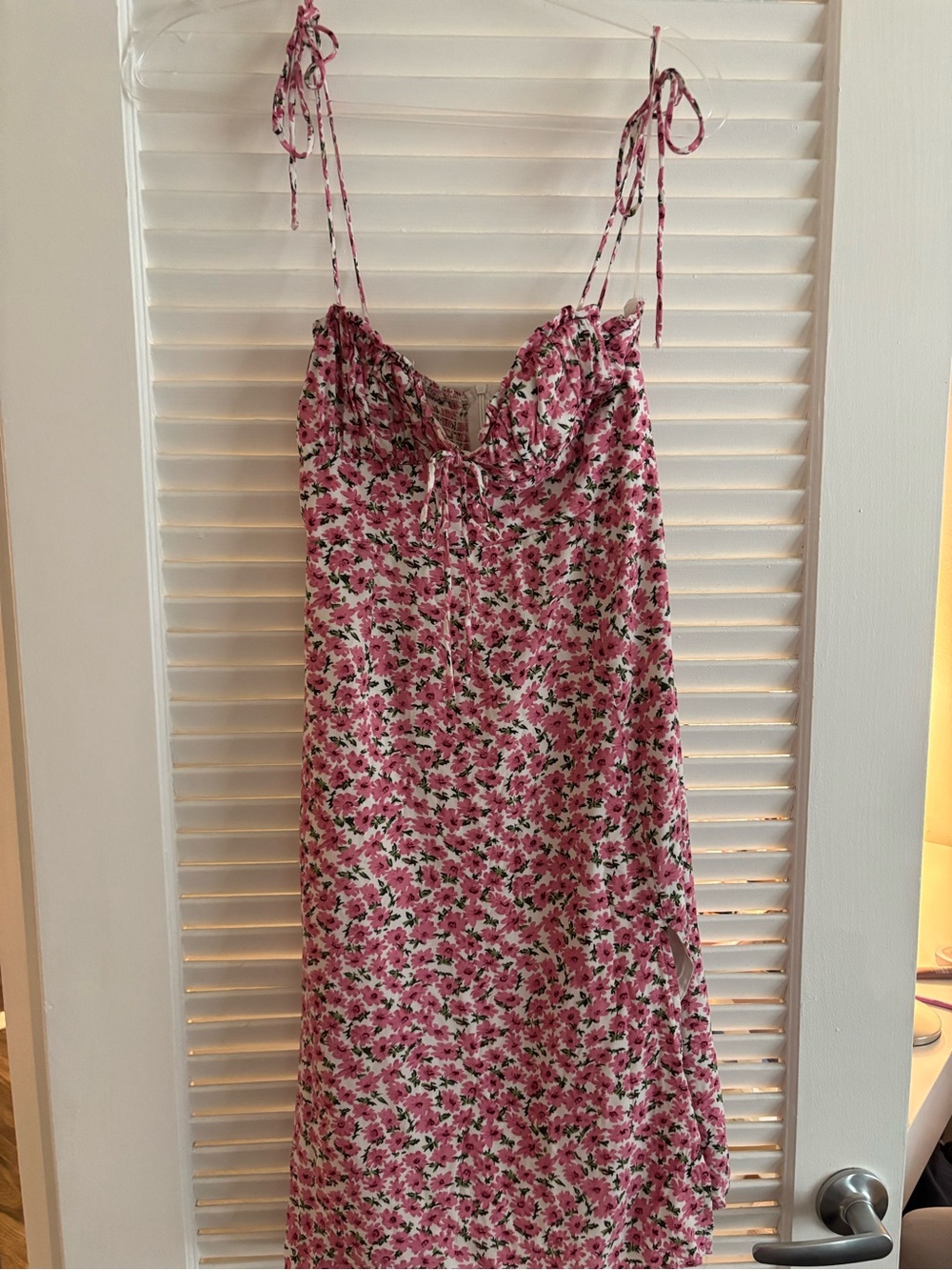 Floral Pink Tie-Shoulder Dress